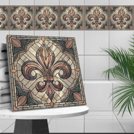 Azulejo Fleur-de-lis - Arte de mosaico de vidrio manchado
