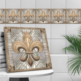 Azulejo Fleur-de-lis - Arte de mosaico de vidrio manchado