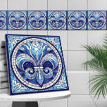 Azulejo Fleur-de-lis - Arte de mosaico de vidrio manchado<br><div class="desc">Fleur-de-lis - Arte de mosaico de vidrio manchado</div>