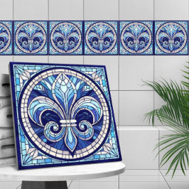 Azulejo Fleur-de-lis - Arte de mosaico de vidrio manchado