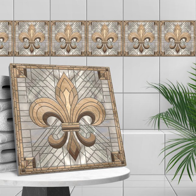 Azulejo Fleur-de-lis - Arte de mosaico de vidrio manchado (Subido por el creador)