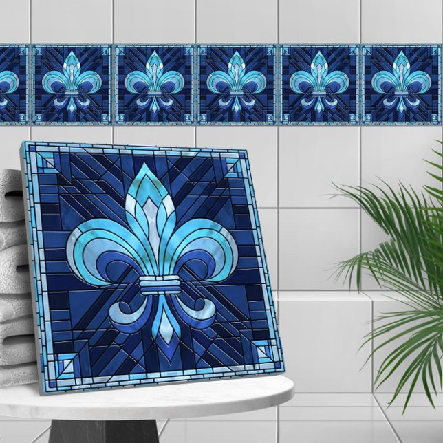 Azulejo Fleur-de-lis - Arte de mosaico de vidrio manchado (Subido por el creador)