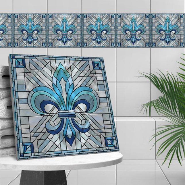 Azulejo Fleur-de-lis - Arte de mosaico de vidrio manchado (Subido por el creador)