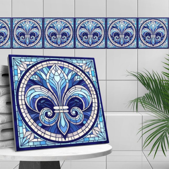 Azulejo Fleur-de-lis - Arte de mosaico de vidrio manchado (Subido por el creador)