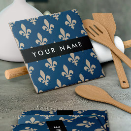 Azulejo Fleur de Lis, beige sobre azul marino, real, su no