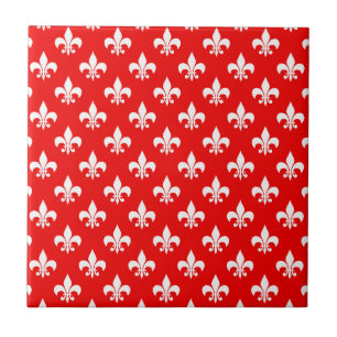 Azulejo Fleur-de-lis blanco rojo
