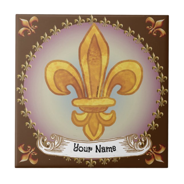 Azulejo Fleur De Lis Family Crest (Frente)