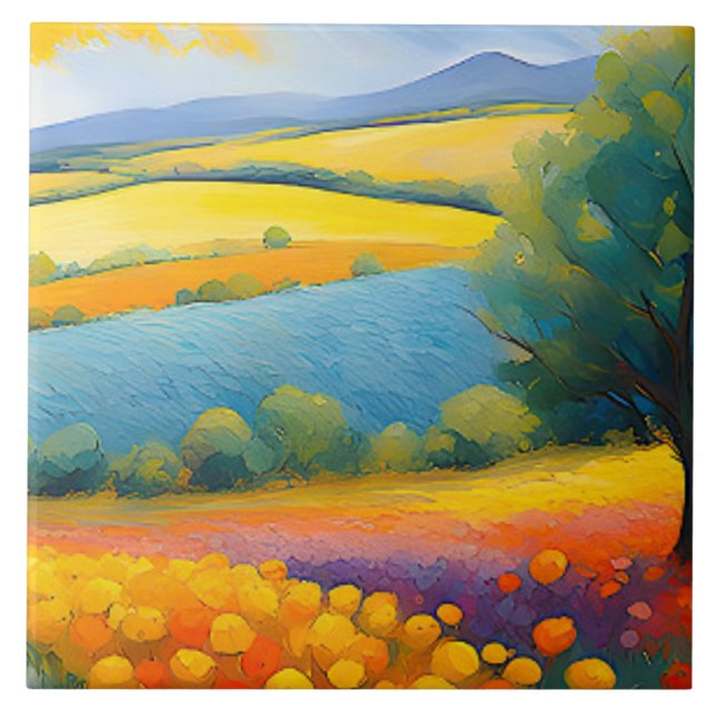 Azulejo "Fleurs Tranquilles" Amplia Provenza panorámica (Frente)