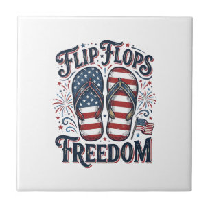 Azulejo Flip Flops Libertad Diseño de camiseta de verano p