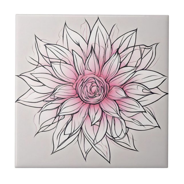 Azulejo Flor abstrante rosa grande (Frente)