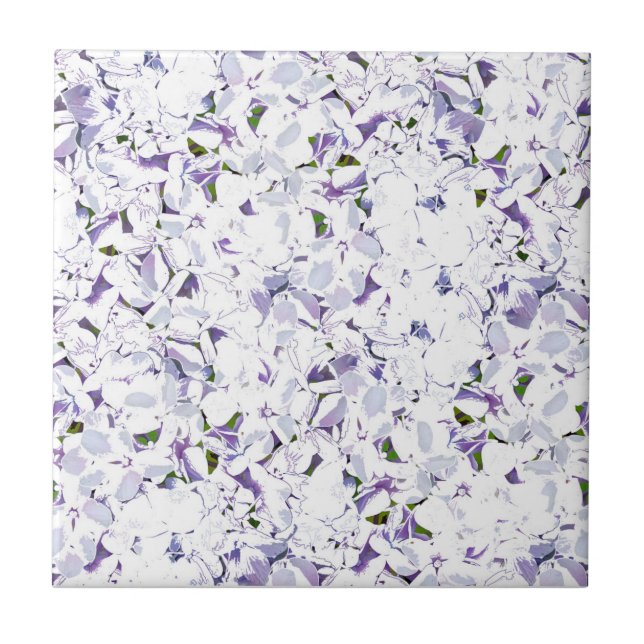 Azulejo Flor acuarela ramo de hortensias. (Frente)