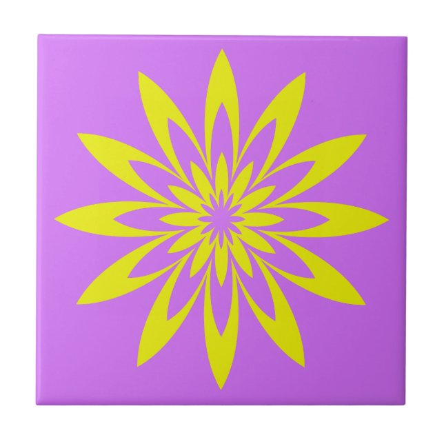 Azulejo Flor Amarilla Morada (Frente)