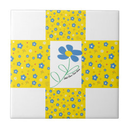 Azulejo Flor amarilla y azul