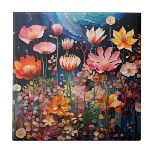 Azulejo Flor Art Cerámica Tile (Frente)