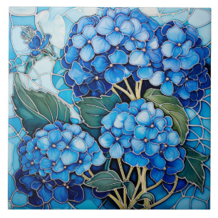 Azulejo Flor azul de hidrangea