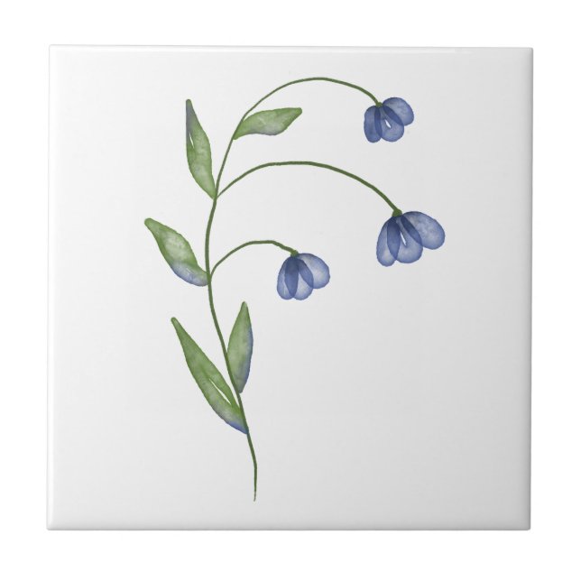 Azulejo flor azul simple (Frente)