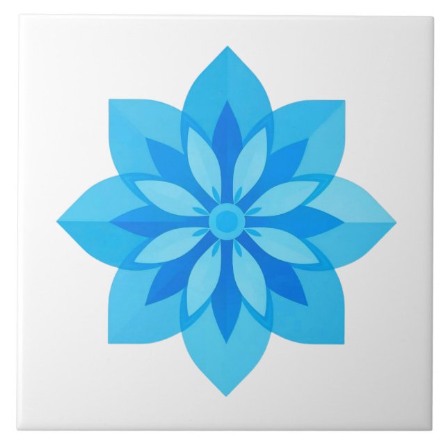 Azulejo Flor azul y blanca moderna (Frente)