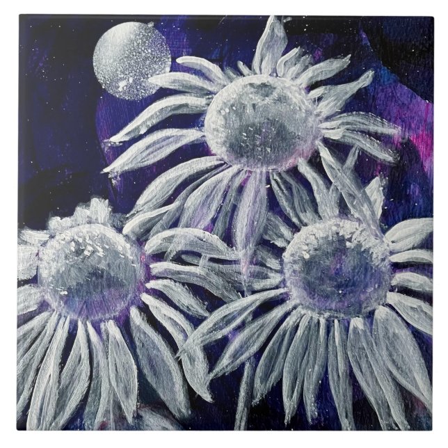 Azulejo Flor blanca azul (Frente)