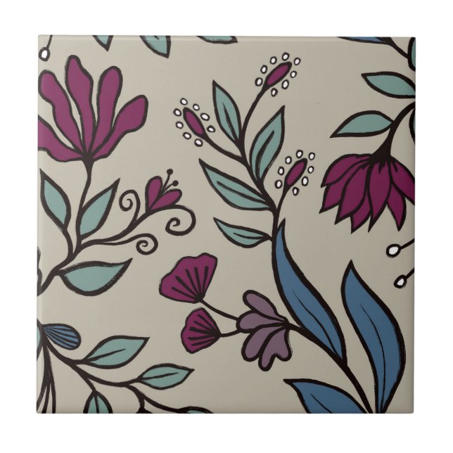 Azulejo Flor caprichosa Bouquet HD L 6 Blue Verde azulado  (Frente)