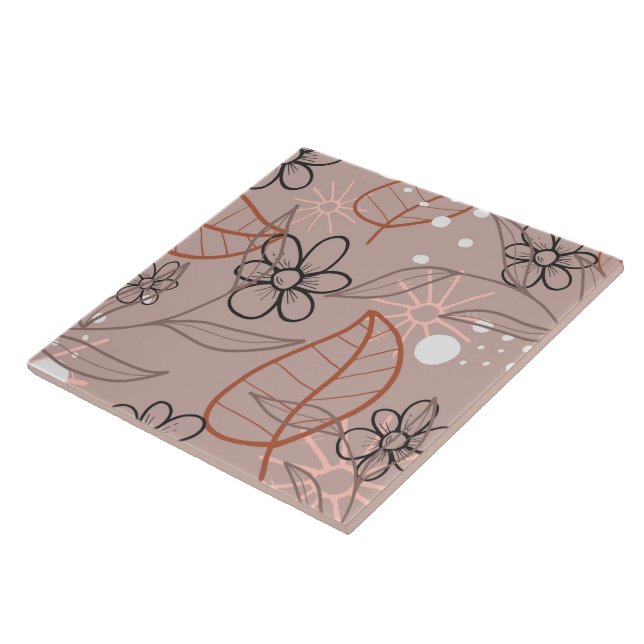 Azulejo Flor caprichosa y hojas impresión (Lado)