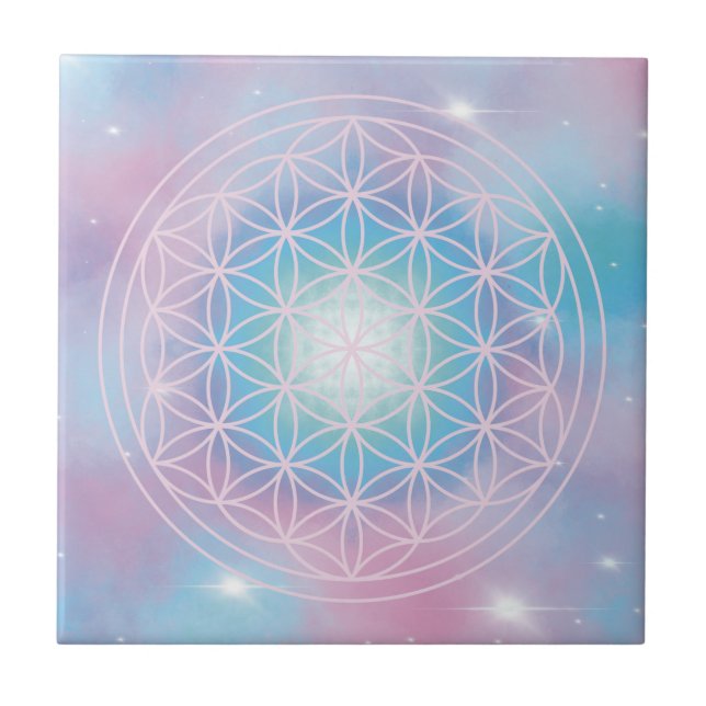 Azulejo Flor Celestial – Flor de la Vida Geometría Sagrada (Frente)