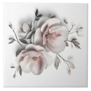 Azulejo Flor de 3 D Blush Blanco