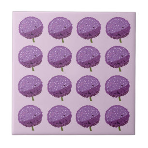 Azulejo Flor de Allium Púrpura Floral 
