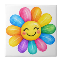 Flor de Arcoíris Feliz Colorida
