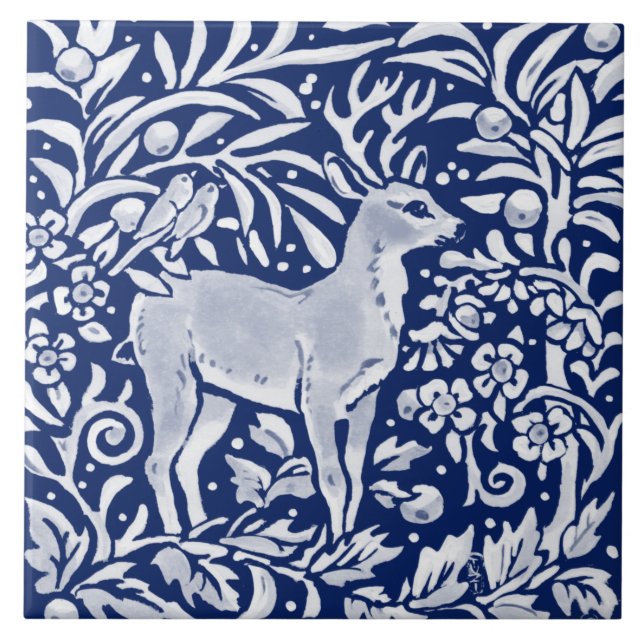 Azulejo Flor de aves de corral de ganado de bosque azul de (Frente)