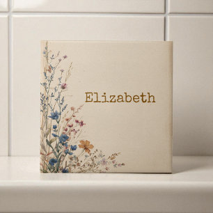 Azulejo Flor de boho rústico de la frontera beige