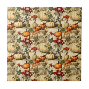 Azulejo Flor de calabaza vintage de Acción de Gracias cose