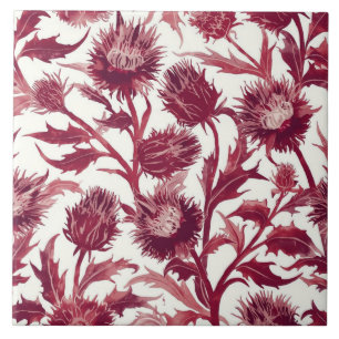 Azulejo Flor de cardo William Morris de color burgundy int