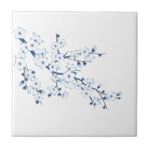 Flor de Cerezo Azul Blanco