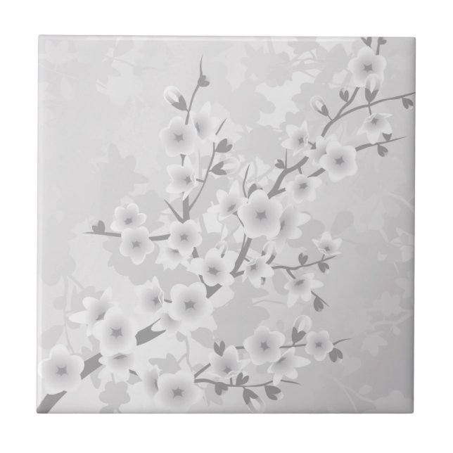 Azulejo Flor de cerezo gris cálido (Frente)