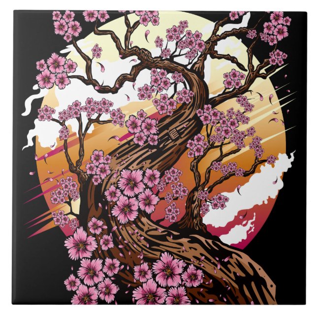 Azulejo Flor de cerezo salvaje (Frente)