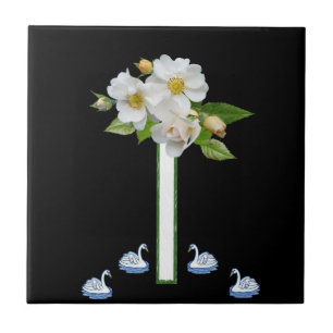 Azulejo Flor de cisne blanco cerámica