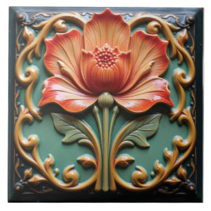 Azulejo Flor de Cítrico Brillante