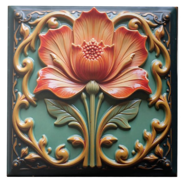 Azulejo Flor de Cítrico Brillante (Frente)