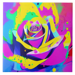 Azulejo Flor de colores múltiples y elegantes