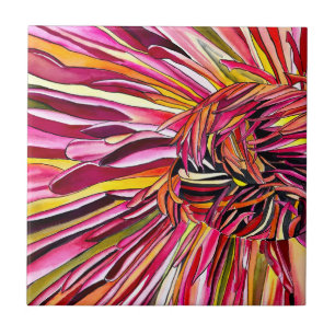 Azulejo Flor de crisantemo acuarela