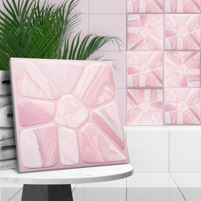 Azulejo Flor de cuarzo Rosa Resumen arte celular (Subido por el creador)
