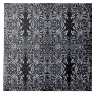Azulejo Flor de Dahlia negra y gris