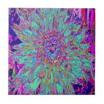Flor de Dalia Abstracta de Color Arcoíris Aguamari