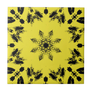 Azulejo Flor de estrella negra beony amarillo brillante ge
