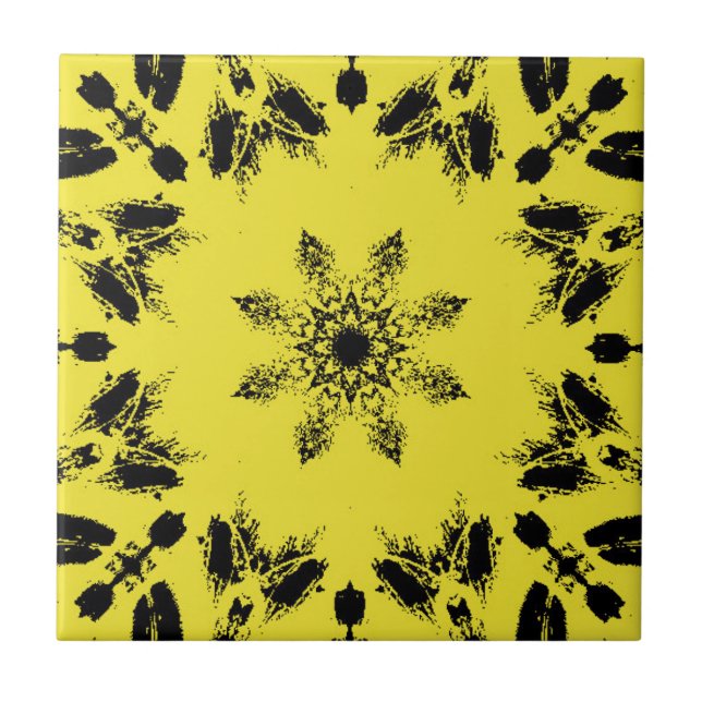 Azulejo Flor de estrella negra beony amarillo brillante ge (Frente)