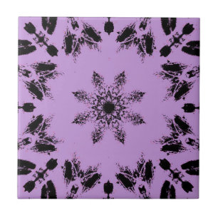 Azulejo Flor de estrella negra de ébano morado de lavanda