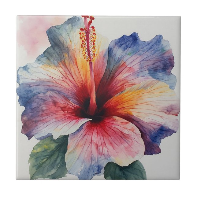 Azulejo Flor de Hibisco en Flor (Frente)