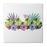 Azulejo Flor de hojas tropicales colorida en Hawái<br><div class="desc">Este diseño fue creado a través del arte digital. Se puede personalizar haciendo clic en el botón personalizar y cambiando el color, agregando un nombre, iniciales o tus palabras favoritas. Contáctame en colorflowcreations@gmail.com si quieres tener este diseño en otro producto. Compra mi pintura de acrílico abstracta original a la venta...</div>