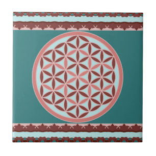Azulejo "Flor de la Vida – Armonía Pastel y Terrosa"