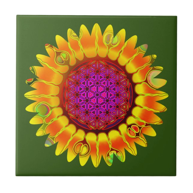 Azulejo Flor de la Vida - Flor Geométrica 4 (Frente)